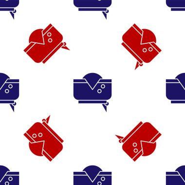 Blue and red Pirate hat icon isolated seamless pattern on white background. Vector Illustration
