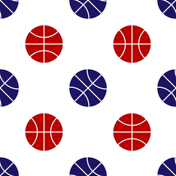 Blue and red Basketball ball icon isolated seamless pattern on white background. Sport symbol. Vector Illustration — Stok Vektör