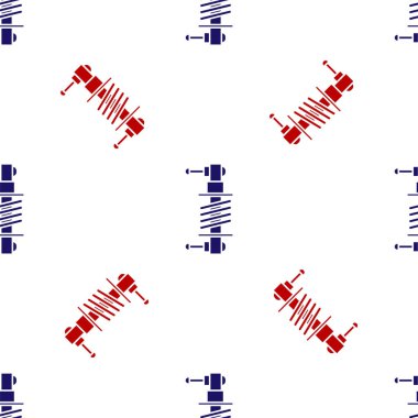 Blue and red Shock absorber icon isolated seamless pattern on white background. Vector Illustration