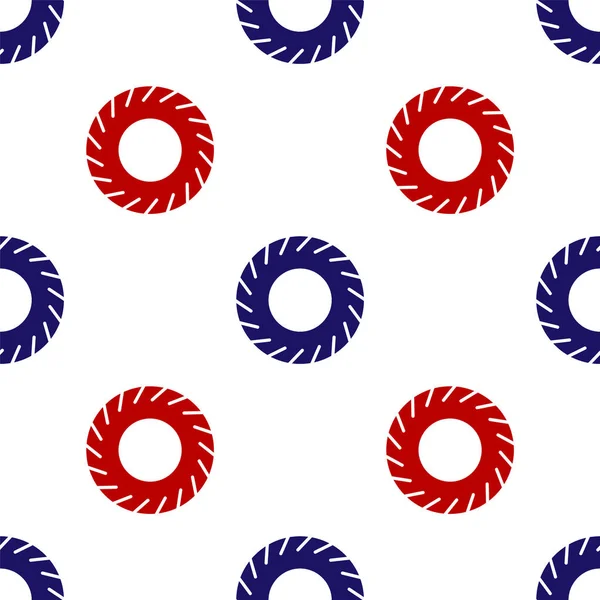 Blue and red Car tire icon isolated seamless pattern on white background. Vector Illustration — Stok Vektör