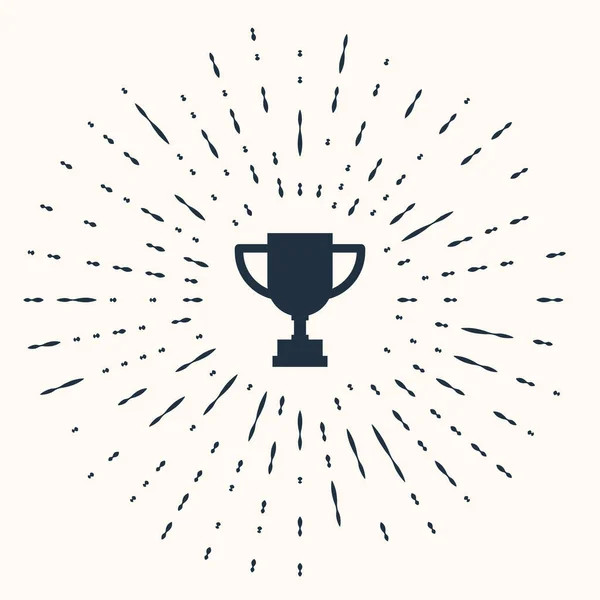 Grey Award cup icon isolated on beige background. Winner trophy symbol. Championship or competition trophy. Sports achievement. Abstract circle random dots. Vector Illustration — Stok Vektör