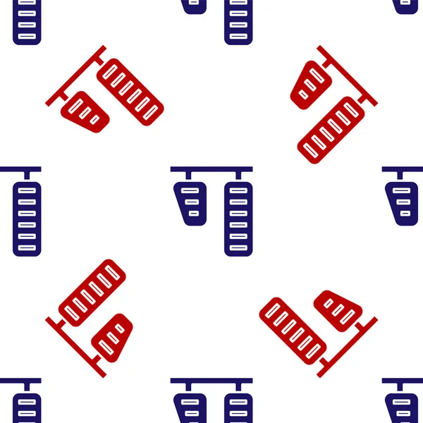 Bleu et rouge Pédales de gaz et de frein de voiture icône isolé motif sans couture sur fond blanc. Illustration vectorielle — Image vectorielle