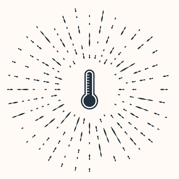 Grey Meteorology thermometer measuring heat and cold icon isolated on beige background. Thermometer equipment showing hot or cold weather. Abstract circle random dots. Vector Illustration — ストックベクタ