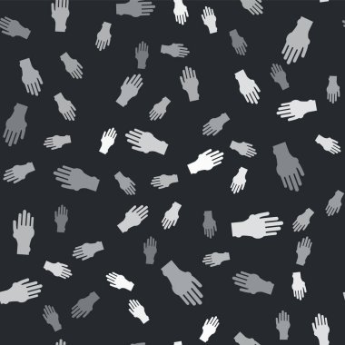 Grey Hand with psoriasis or eczema icon isolated seamless pattern on black background. Concept of human skin response to allergen or chronic body problem. Vector Illustration