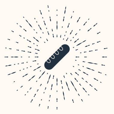 Grey French baguette bread icon isolated on beige background. Abstract circle random dots. Vector Illustration