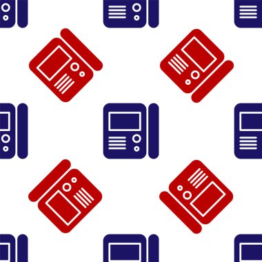 Mavi ve kırmızı Ev dahili iletişim sistemi simgesi beyaz arka planda izole edilmiş kusursuz desen. Vektör İllüstrasyonu