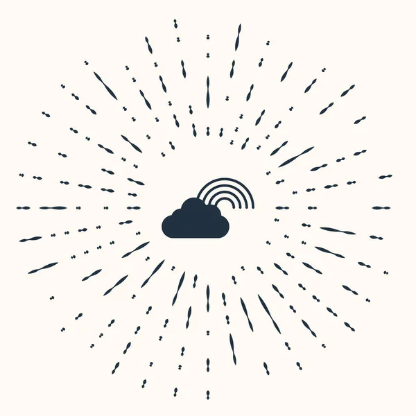 Arc-en-ciel gris avec icône de nuages isolés sur fond beige. Cercle abstrait points aléatoires. Illustration vectorielle — Image vectorielle