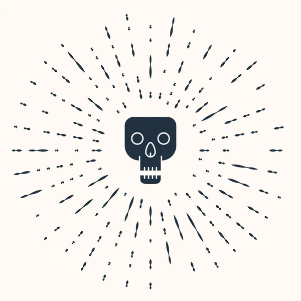 Grey Skull icon isolated on beige background. Happy Halloween party. Abstract circle random dots. Vector Illustration — Stock vektor
