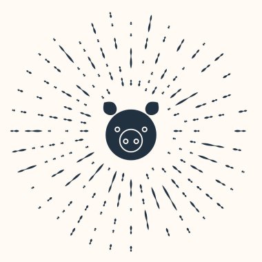 Gri Domuz burcu simgesi bej arka planda izole edilmiş. Astrolojik yıldız falı koleksiyonu. Soyut çember rastgele noktalar. Vektör İllüstrasyonu