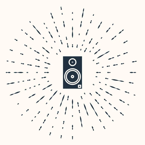 Grey Stereo speaker icon isolated on beige background. Sound system speakers. Music icon. Musical column speaker bass equipment. Abstract circle random dots. Vector Illustration — Stock Vector