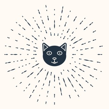 Gri Evcil Hayvan simgesi bej arka planda izole edilmiş. Soyut çember rastgele noktalar. Vektör İllüstrasyonu