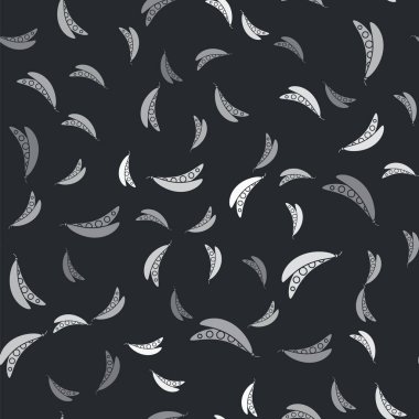 Grey Kidney beans icon isolated seamless pattern on black background. Vector Illustration