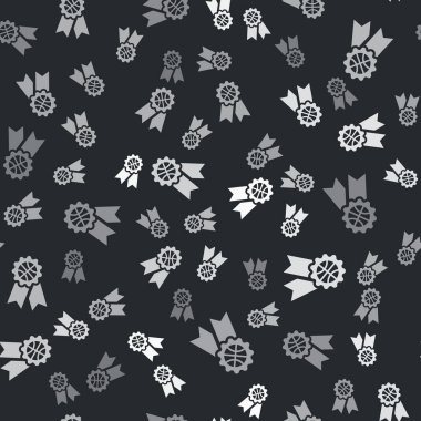 Grey Basketball award icon isolated seamless pattern on black background. Vector Illustration