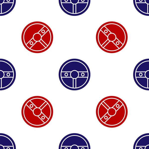 Blue and red Steering wheel icon isolated seamless pattern on white background. Car wheel icon. Vector Illustration