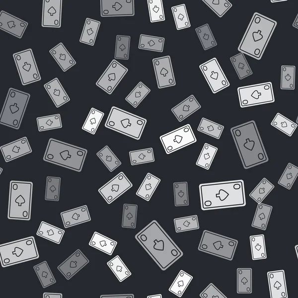 Γκρι κάρτα αναπαραγωγής με διαμάντια σύμβολο εικονίδιο απομονωμένη αδιάλειπτη μοτίβο σε μαύρο φόντο. Τζόγος. Εικονογράφηση διανύσματος — Διανυσματικό Αρχείο