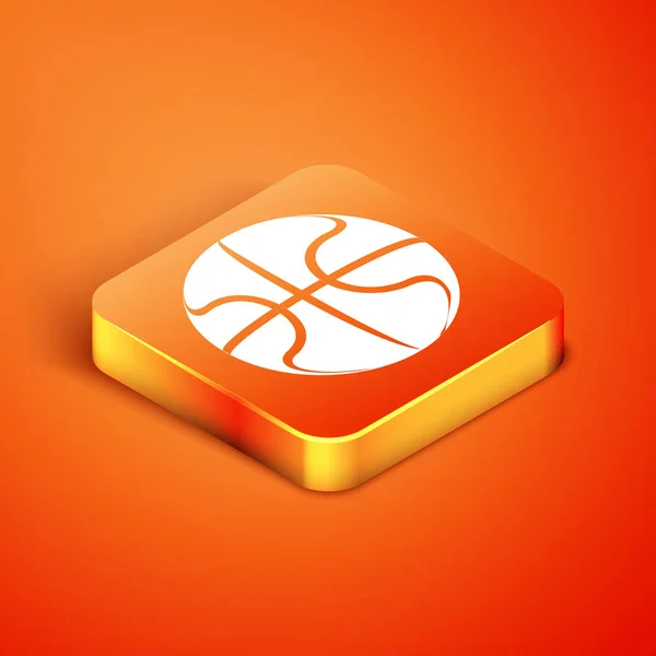 Isometrica icona pallacanestro isolato su sfondo arancione. Simbolo sportivo. Illustrazione vettoriale — Vettoriale Stock