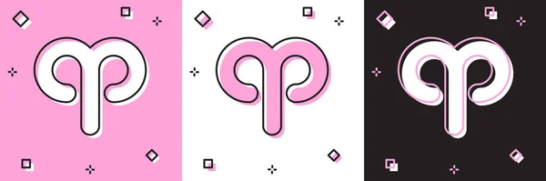 Set Aries zodiac sign icon isolated on pink and white, black background. Astrological horoscope collection. Vector Illustration — 스톡 벡터