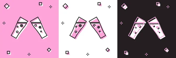 Стакан пивной иконы выделен на розовом и белом, черном фоне. Векторная миграция — стоковый вектор