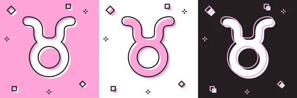 Stier Tierkreiszeichen Symbol isoliert auf rosa und weißen, schwarzen Hintergrund gesetzt. astrologische Horoskopsammlung. Vektorillustration — Stockvektor