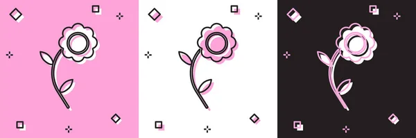 Ορισμός εικονίδιο λουλούδι απομονώνονται σε ροζ και άσπρο, μαύρο φόντο. Εικονογράφηση διανύσματος — Διανυσματικό Αρχείο