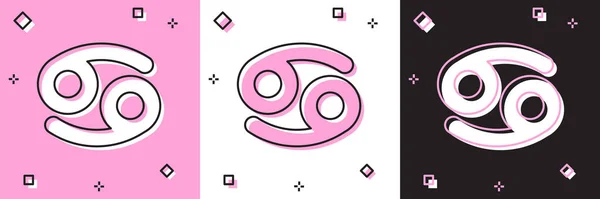 Stel Kreeft dierenriem pictogram geïsoleerd op roze en wit, zwarte achtergrond. Astrologische horoscoop collectie. Vector Illustratie — Stockvector