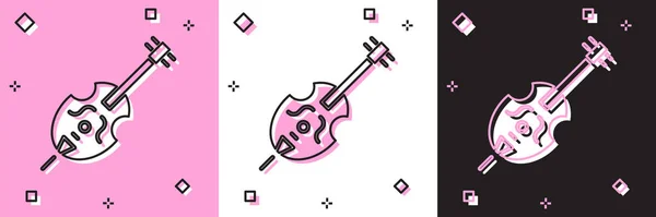 Set Geige Symbol isoliert auf rosa und weißen, schwarzen Hintergrund. Musikinstrument. Vektorillustration — Stockvektor