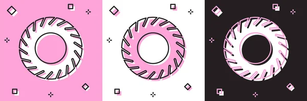 Set Auto band pictogram geïsoleerd op roze en wit, zwarte achtergrond. Vector Illustratie — Stockvector