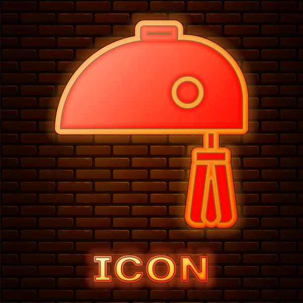 Leuchtende Neon-Elektro-Mischpult-Symbol isoliert auf Backsteinwand Hintergrund. Küchenmixer. Vektorillustration — Stockvektor