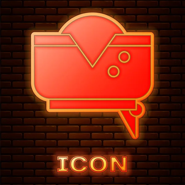 Glödande neon pirat hatt ikon isolerad på tegel vägg bakgrund. Vektor Illustration — Stock vektor