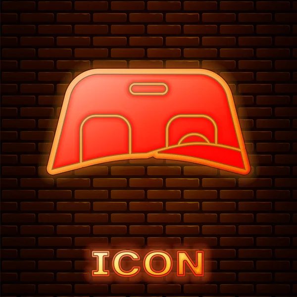 Glowing neon Car windscreen icon isolated on brick wall background. Vector Illustration — Stock Vector