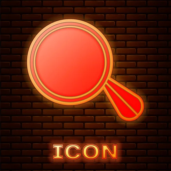 Glowing neon Car mirror icon isolated on brick wall background. Vector Illustration — Stock Vector