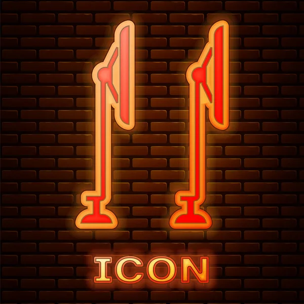 Glödande neon Windscreen torkare ikon isolerad på tegelvägg bakgrund. Vektor Illustration — Stock vektor