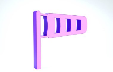 Mor Koni meteorolojisi rüzgargülü rüzgar gülü ikonu beyaz arka planda izole edilmiş. Rüzgâr Sock rüzgarın yönünü ve gücünü gösteriyor. 3d illüstrasyon 3d canlandırma