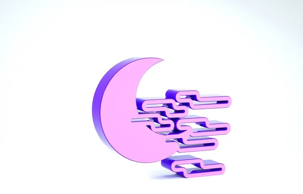 Фиолетовый туман и иконка луны изолированы на белом фоне. 3D-рендеринг — стоковое фото