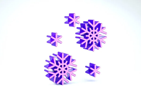 Фіолетова піктограма снігу ізольована на білому тлі. 3D ілюстрація 3D рендеринга — стокове фото