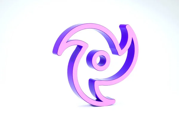 Violettes Tornado-Symbol isoliert auf weißem Hintergrund. Wirbelsturm, Wirbelsturm, Sturmtrichter, Hurrikan oder Wettersymbol. 3D Illustration 3D Renderer — Stockfoto