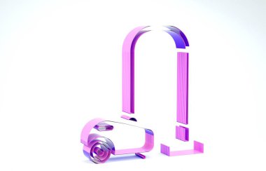 Mor elektrikli süpürge ikonu beyaz arkaplanda izole edilmiş. 3d illüstrasyon 3d canlandırma