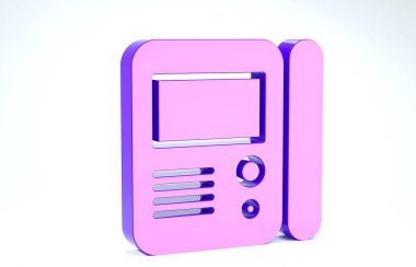 Mor Ev dahili iletişim sistemi simgesi beyaz arkaplanda izole edildi. 3d illüstrasyon 3d canlandırma