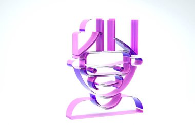 Mor Sanal gerçeklik gözlüğü simgesi beyaz arkaplanda izole edilmiş. Stereoskopik 3D VR maskesi. 3d illüstrasyon 3d canlandırma