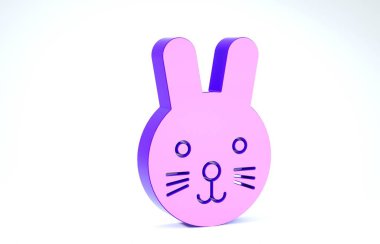 Mor Tavşan burcu simgesi beyaz arkaplanda izole edilmiş. Astrolojik yıldız falı koleksiyonu. 3d illüstrasyon 3d canlandırma