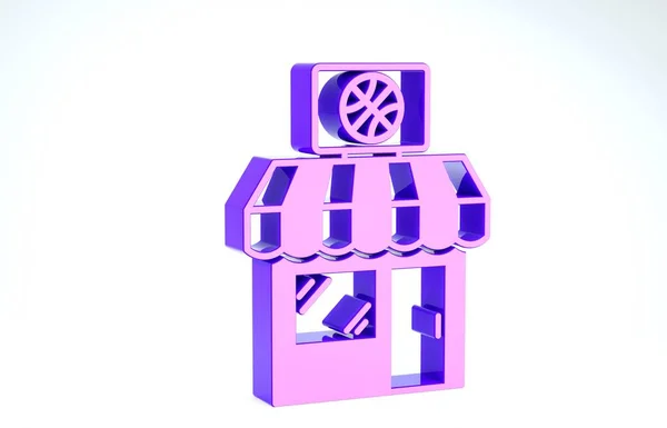 Purple Sports butik och basket ikon isolerad på vit bakgrund. Sportaffär. 3D-illustration 3D-återgivning — Stockfoto