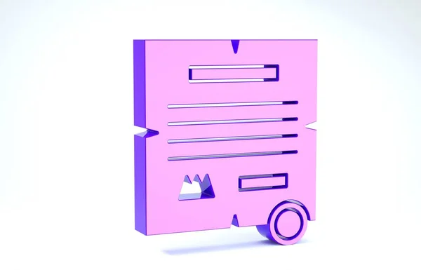 Décret violet, papier, parchemin, icône de défilement isolé sur fond blanc. Illustration 3D rendu 3D — Photo