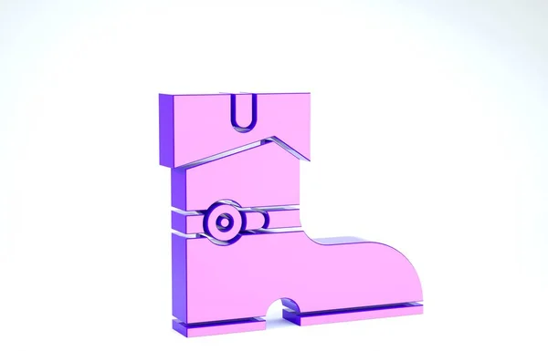 Purple Leather piraten laarzen pictogram geïsoleerd op witte achtergrond. 3d illustratie 3d renderen — Stockfoto