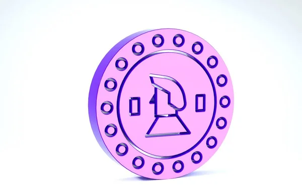 Фіолетова піратська монета ізольована на білому тлі. 3D ілюстрація 3D рендеринга — стокове фото
