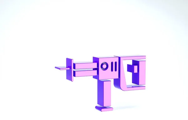 Фіолетовий Електричний поворотний молоток свердла значок машини ізольовані на білому тлі. Робочий інструмент для будівельних, оздоблювальних, ремонтних робіт. 3D ілюстрація 3D рендеринга — стокове фото