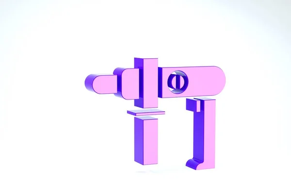 白の背景に分離された紫の電気ドリルマシンアイコン。修理用具。3Dイラスト3Dレンダリング — ストック写真