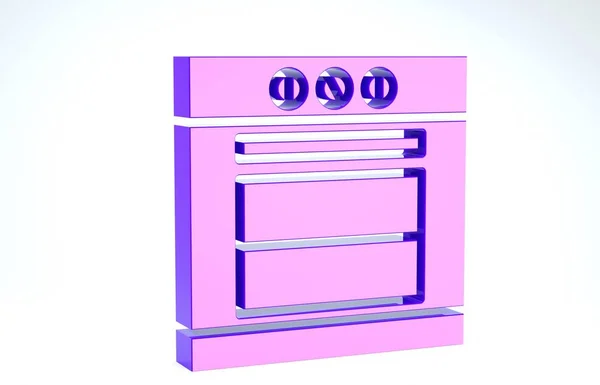 Purple Oven icoon geïsoleerd op witte achtergrond. Een gasovenbord. 3d illustratie 3d renderen — Stockfoto