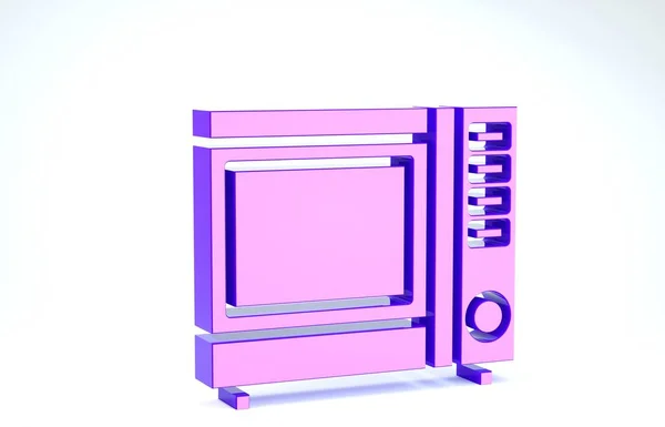 Purple icono horno microondas aislado sobre fondo blanco. Icono de electrodomésticos. 3D ilustración 3D render — Foto de Stock