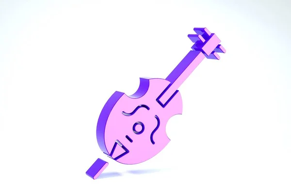 Purple Violin icon isolated on white background. Musical instrument. 3d illustration 3D render — Stock Photo, Image