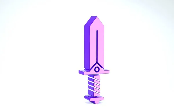 Purple Sword voor spel pictogram geïsoleerd op witte achtergrond. 3d illustratie 3d renderen — Stockfoto